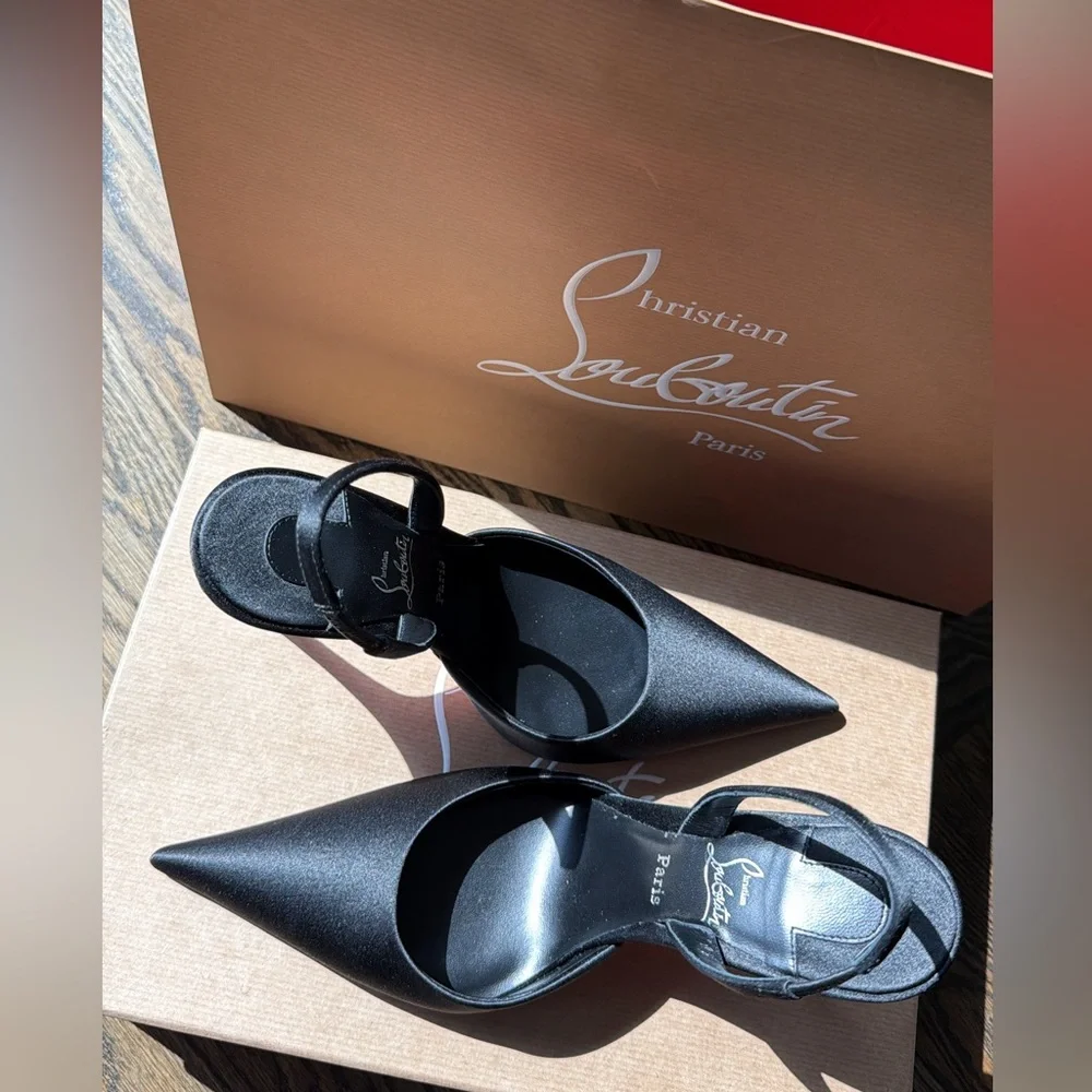Christian Louboutin Black Kate Max O Sling - Picture 1 of 6